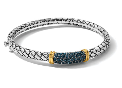 Shey Couture Sterling Silver Rhodium-plated with 14k Accent Sapphire Bangle Bracelet