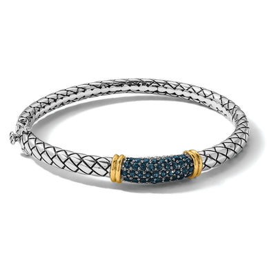 Shey Couture Sterling Silver Rhodium-plated with 14K Accent Sapphire Bangle Bracelet