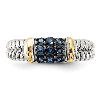 Shey Couture Sterling Silver with 14K Accent Black Rhodium Antiqued Sapphire Ring