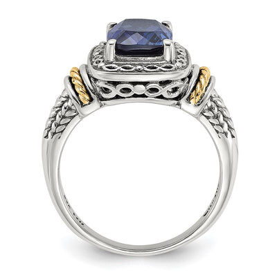 Shey Couture Sterling Silver with 14K Antiqued Lab Created Sapphire Ring