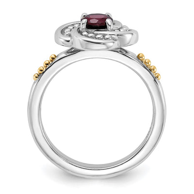 Shey Couture Sterling Silver Rhodium-plated with 14K Accent Garnet Ring