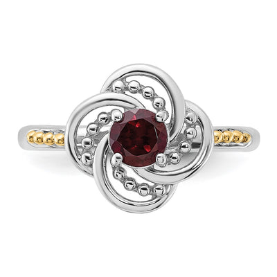 Shey Couture Sterling Silver Rhodium-plated with 14K Accent Garnet Ring