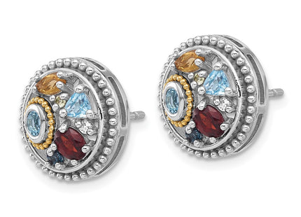 14k/Silver Two-Tone Earrings Style QTC1827 - Classique Jewelry Inc.