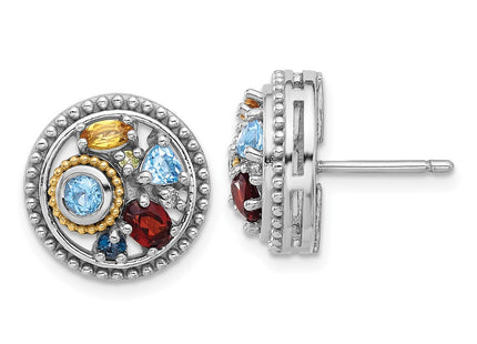 14k/Silver Two-Tone Earrings Style QTC1827 - Classique Jewelry Inc.
