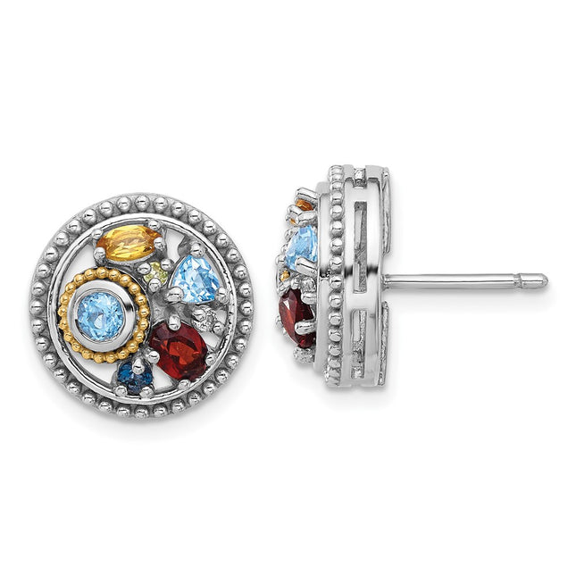 14k/Silver Two-Tone Earrings Style QTC1827 - Classique Jewelry Inc.