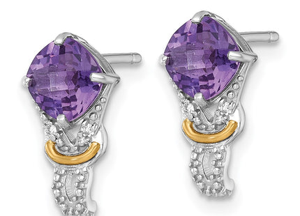 14k/Silver Two-Tone Earrings Style QTC1835 - Classique Jewelry Inc.