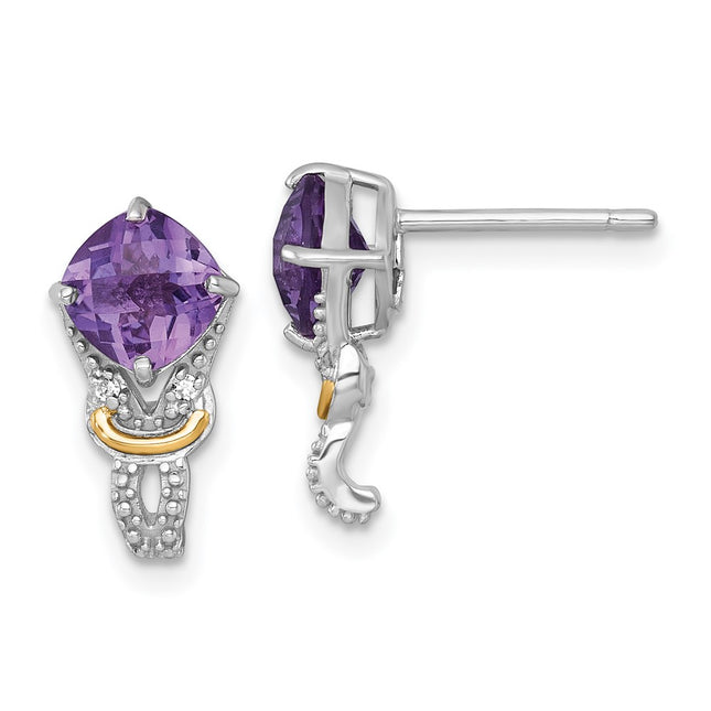 14k/Silver Two-Tone Earrings Style QTC1835 - Classique Jewelry Inc.