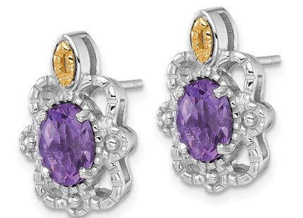 14k/Silver Two-Tone Earrings Style QTC1838 - Classique Jewelry Inc.