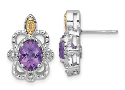 14k/Silver Two-Tone Earrings Style QTC1838 - Classique Jewelry Inc.