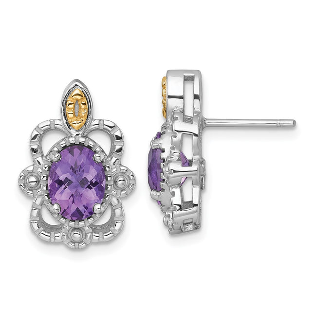 14k/Silver Two-Tone Earrings Style QTC1838 - Classique Jewelry Inc.
