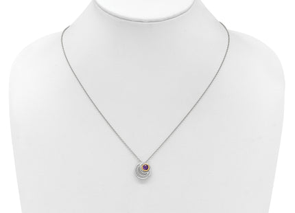 Shey Couture Sterling Silver Rhodium-plated with 14k Accent Round Amethyst Swirl Circle with Extension Necklace