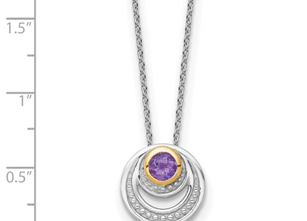 Shey Couture Sterling Silver Rhodium-plated with 14k Accent Round Amethyst Swirl Circle with Extension Necklace