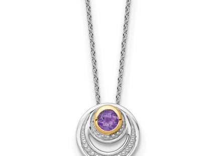 Shey Couture Sterling Silver Rhodium-plated with 14k Accent Round Amethyst Swirl Circle with Extension Necklace