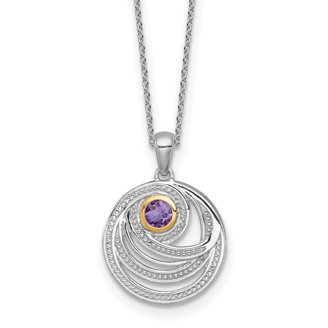 Sterling silver amethyst circle necklace