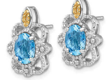 14k/Silver Two-Tone Earrings Style QTC1848 - Classique Jewelry Inc.