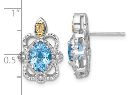 14k/Silver Two-Tone Earrings Style QTC1848 - Classique Jewelry Inc.