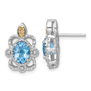 14k/Silver Two-Tone Earrings Style QTC1848 - Classique Jewelry Inc.