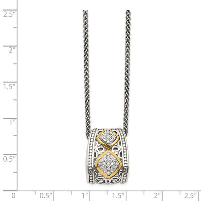 Shey Couture Sterling Silver Antiqued with 14K Accent Diamond Necklace, 18 x 13mm