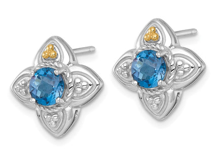 14k/Silver Two-Tone Earrings Style QTC1852 - Classique Jewelry Inc.