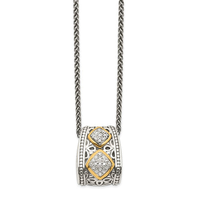 Shey Couture Sterling Silver Antiqued with 14K Accent Diamond Necklace, 18 x 13mm