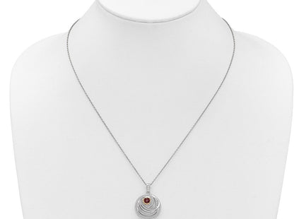 Sterling silver garnet circle necklace, another view