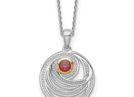 Sterling silver garnet circle necklace
