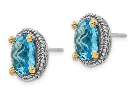 14k/Silver Two-Tone Earrings Style QTC226 - Classique Jewelry Inc.