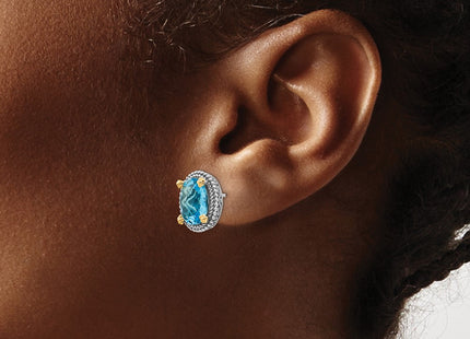 14k/Silver Two-Tone Earrings Style QTC226 - Classique Jewelry Inc.