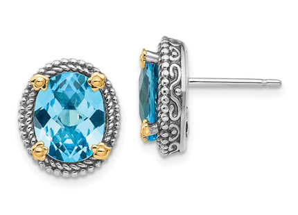 14k/Silver Two-Tone Earrings Style QTC226 - Classique Jewelry Inc.