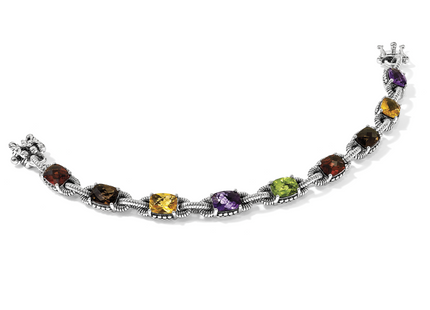 Shey Couture Sterling Silver 7. Antiqued Cushion .86Amethyst/.86Citrine/1.10Garnet/.55Peridot/.86Smoky Quartz Bracelet