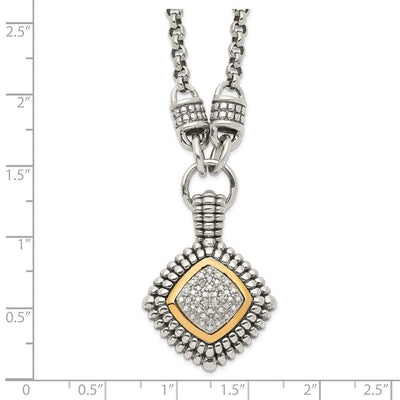 Shey Couture Sterling Silver with 14K Accent Antiqued Diamond Necklace, 17 x 23mm