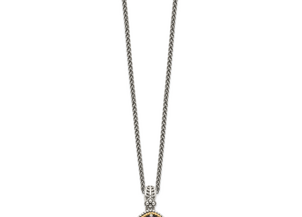 Shey Couture Sterling Silver with 14K Accent Antiqued Cushion Amethyst Necklace