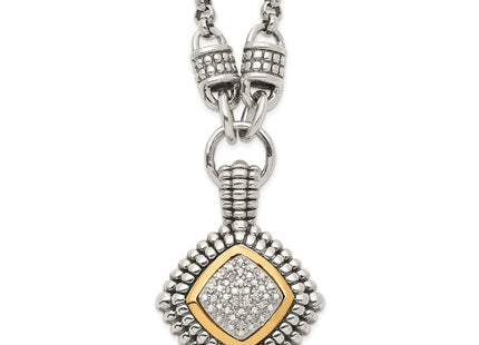 Shey Couture Sterling Silver with 14K Accent Antiqued Diamond Necklace (Style QTC3)