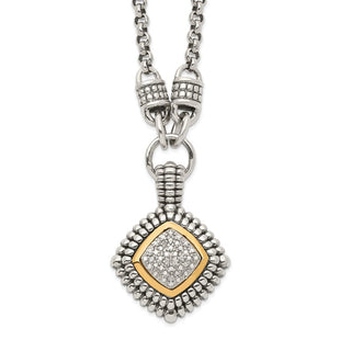 Shey Couture Sterling Silver with 14K Accent Antiqued Diamond Necklace (Style QTC3)