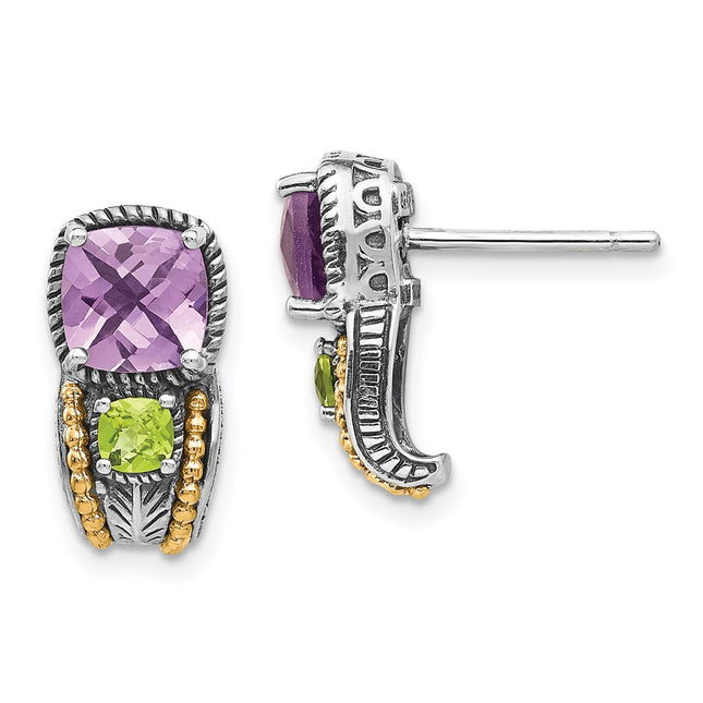 14k/Silver Two-Tone Earrings Style QTC438 - Classique Jewelry Inc.
