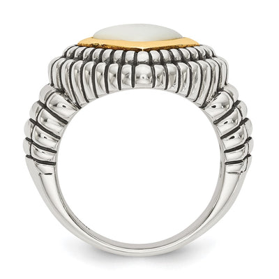 Shey Couture Sterling Silver with 14K Accent Antiqued Mother of Pearl Ring