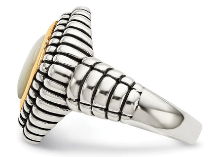 Sterling silver mother of pearl mother ring, another view
