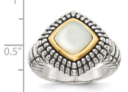 Sterling silver mother of pearl mother ring, further view