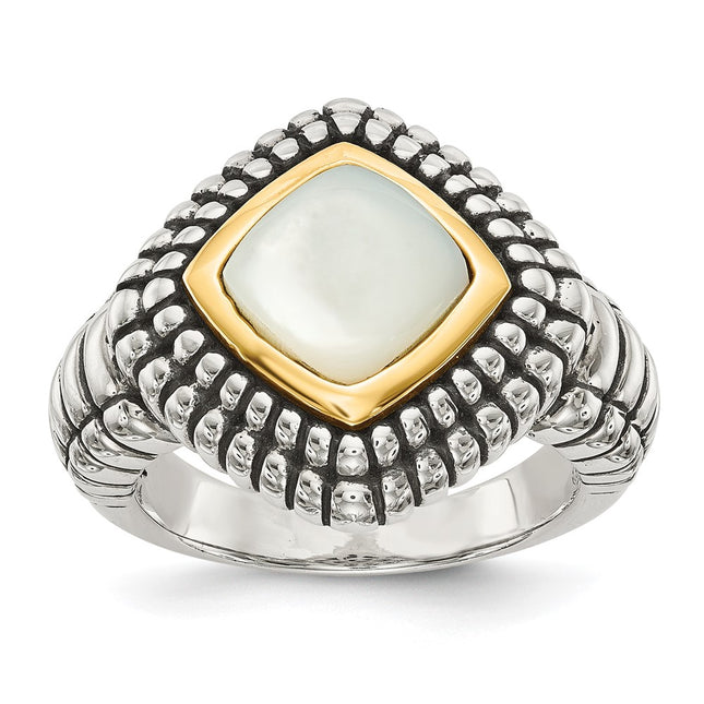 Sterling silver mother of pearl mother ring
