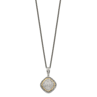 Shey Couture Sterling Silver with 14K Accent Antiqued Diamond Necklace, 18 x 23mm