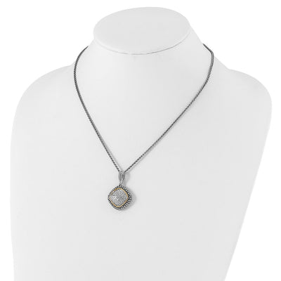 Shey Couture Sterling Silver with 14K Accent Antiqued Diamond Necklace, 18 x 23mm