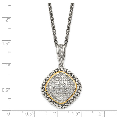 Shey Couture Sterling Silver with 14K Accent Antiqued Diamond Necklace, 18 x 23mm