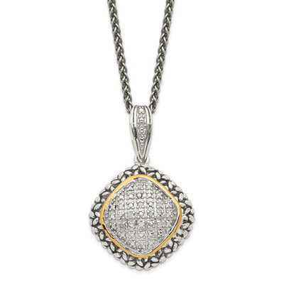 Shey Couture Sterling Silver with 14K Accent Antiqued Diamond Necklace, 18 x 23mm