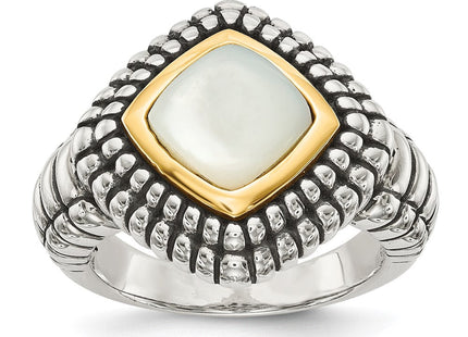 Sterling silver mother of pearl mother ring