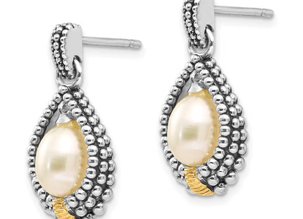 14k/Silver Two-Tone Earrings Style QTC55 - Classique Jewelry Inc.