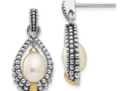 14k/Silver Two-Tone Earrings Style QTC55 - Classique Jewelry Inc.