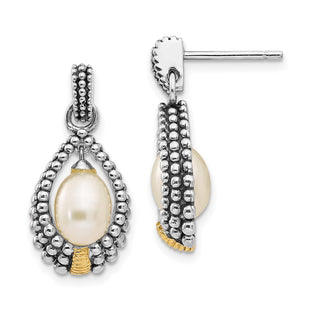 14k/Silver Two-Tone Earrings Style QTC55 - Classique Jewelry Inc.