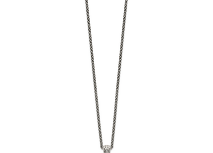 Shey Couture Sterling Silver Antiqued with 14K Accent Diamond Necklace, 18 x 13mm