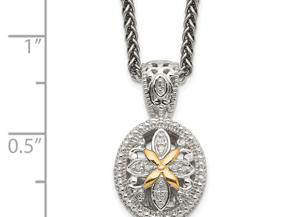 Shey Couture Sterling Silver Antiqued with 14K Accent Diamond Necklace, 18 x 13mm