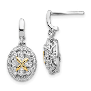 14k/Silver Two-Tone Earrings Style QTC645 - Classique Jewelry Inc.